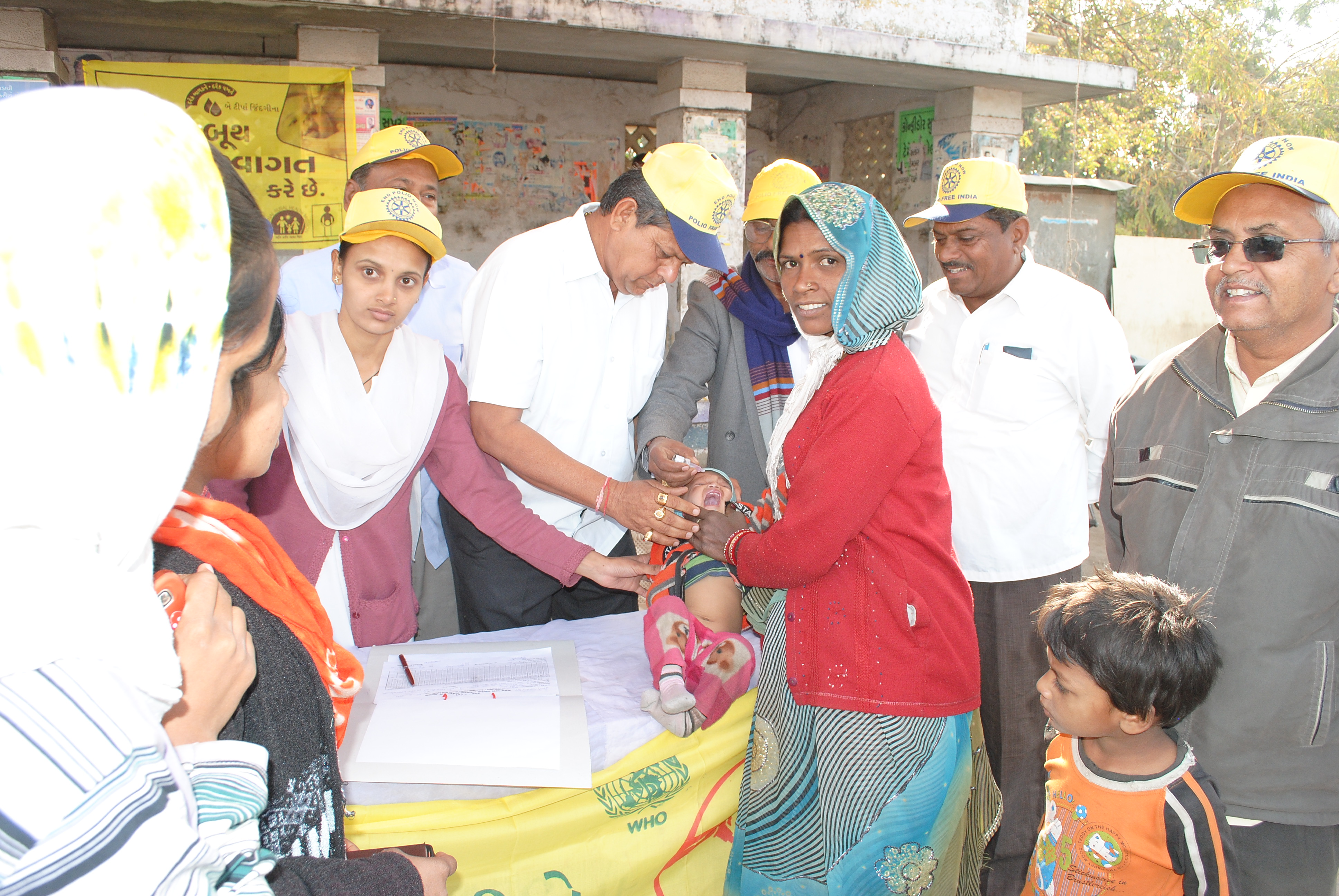 On the occasion of National Immunization Day, polio drops were administered at the polio booth set up at the Rotary Pickup Stand.